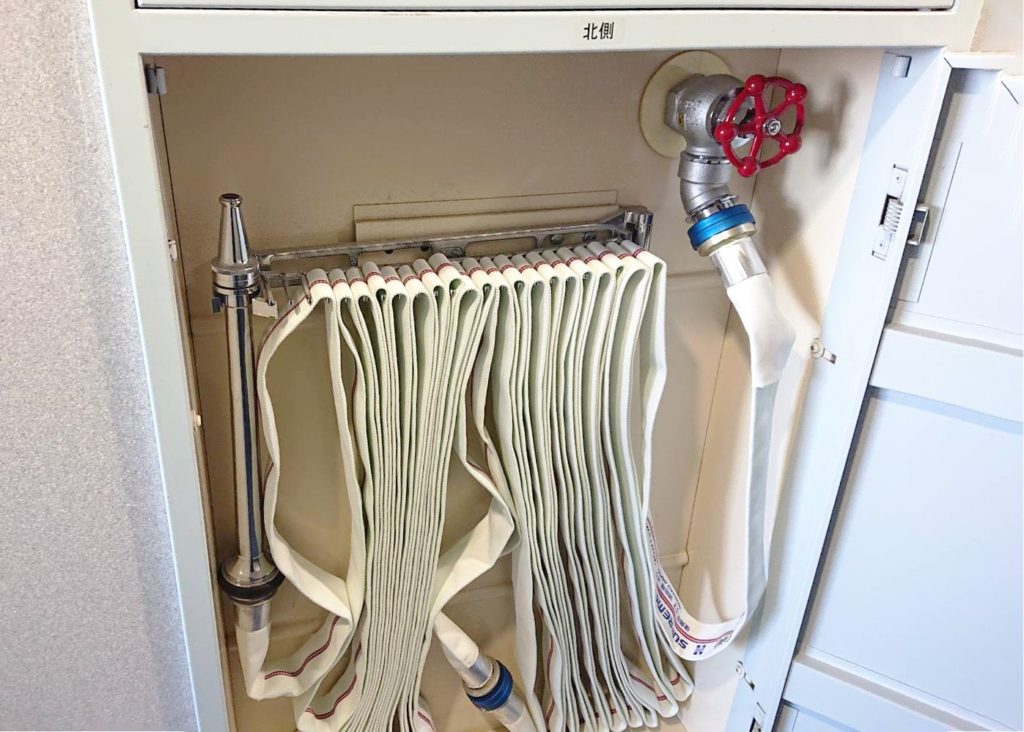 新しい消防用ホースを取り付け完了